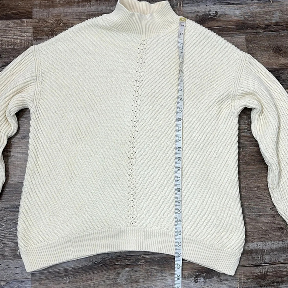 Marine Layer Skylar Turtleneck Sweater Ivory Chunky Sz XL Preppy Ivy League Rory - Picture 9 of 9